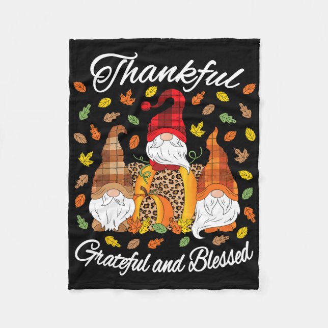 Couverture Polaire Automne Gnome Plaid Leopard Citrouille Thanksgivin (Devant)