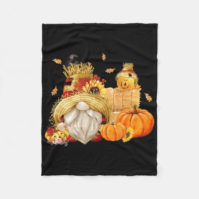 Couverture Polaire Automne Gnome Scarecrow Gnome Automne Halloween Th (Devant)