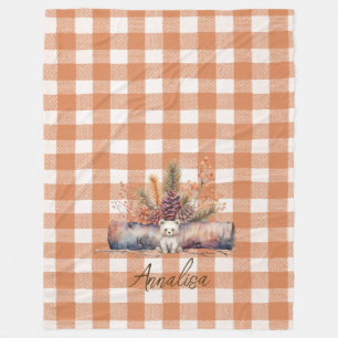 Couverture Polaire Automne Ours Woodland Rustique En vichy Personnali