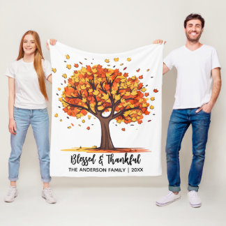 Couverture Polaire Autumn Fall Tree Happy Thanksgiving Blessed