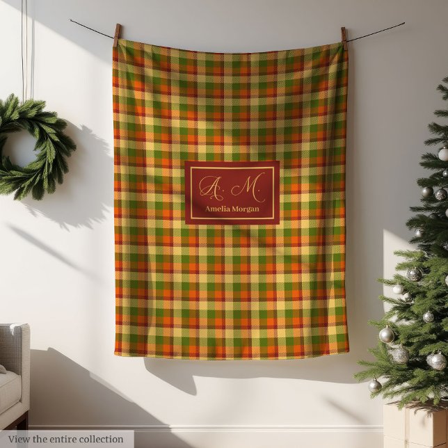 Couverture Polaire Autumn Plaid Throw Blanket Cozy Custom Name Accent (Autumn Plaid Throw Blanket Cozy Custom Name Accent)