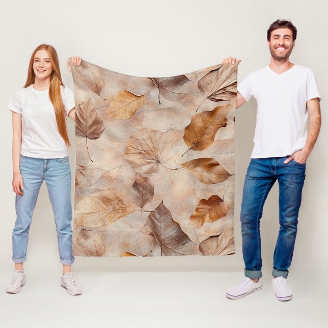 Couverture Polaire Autumn Whisper - Fall Leaves in Warm Earth Tones 5 (En situation)