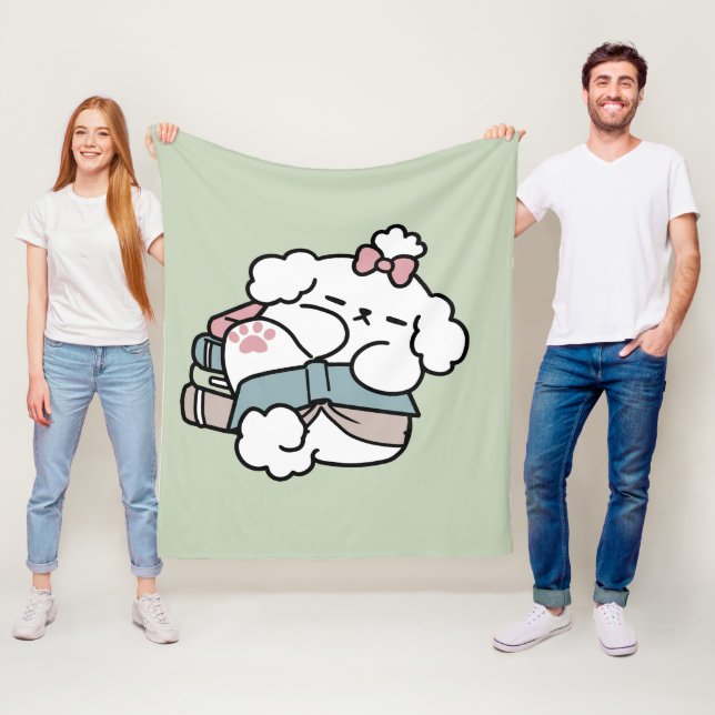 Couverture Polaire Avant le coucher avec ma chienne - Livre et Amoure (En situation)