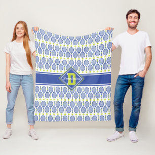 Couverture Polaire Avec texte 🎾 bleu, vert, blanc tennis 🎾 motif