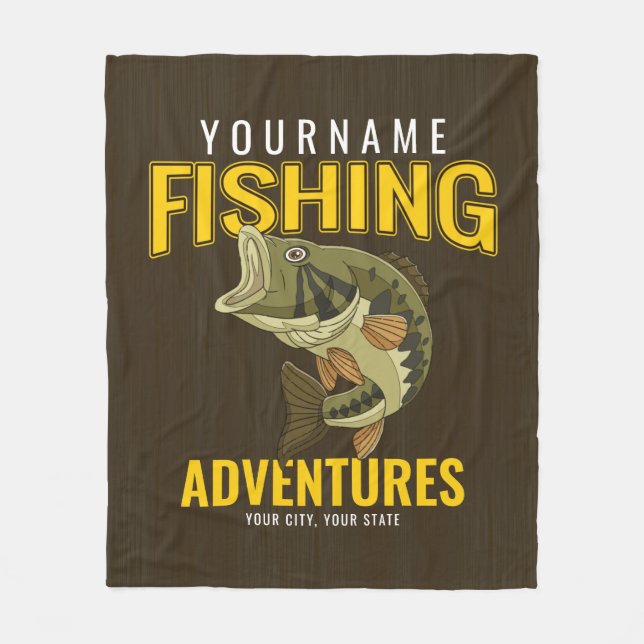 Couverture Polaire Aventures de pêche personnalisées Basse Pêcheur (Devant)