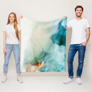 Couverture Polaire Aversion - aquarelle bleue
