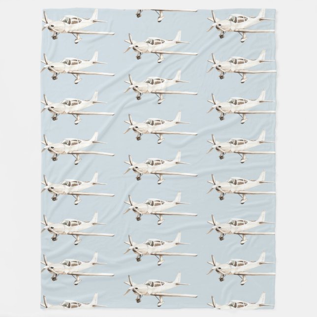 Couverture Polaire Avion bleu blanc (Devant)