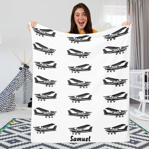 Couverture Polaire Avion noir Voyage bébé premier anniversaire, Aviat