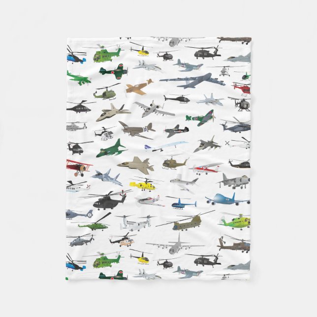 Couverture Polaire Avions et hélicoptères colorés (Devant)