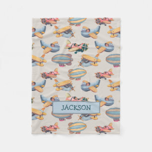 Couverture Polaire Avions rétro vintages Motif de l'aviation Baby Boy