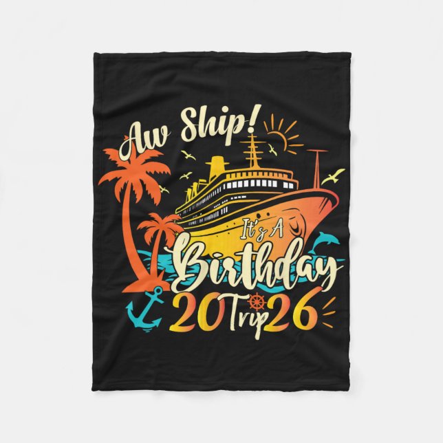 Couverture Polaire Aw Ship It's A Birthday Trip 2026 Retro Birthday C (Devant)
