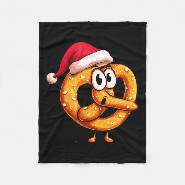 Couverture Polaire Awesome Festive Pretzel With Santa Claus Hat Costu (Devant)
