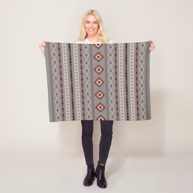 Couverture Polaire Aztec Crème rouille Brown gris Motifs mélangés Mot (En situation)