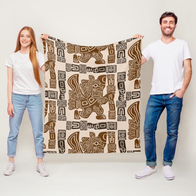 Couverture Polaire Aztec Eagle Guerrier Tribal Art antique (En situation)