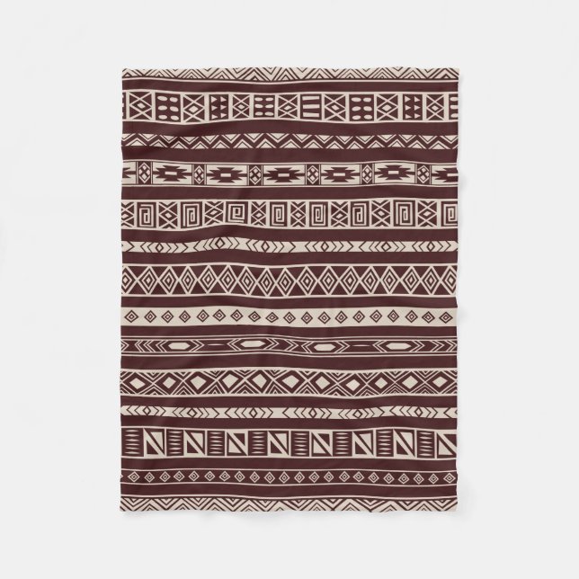 Couverture Polaire Aztec Tribal Ethnique Motif géométrique Beige Brow (Devant)
