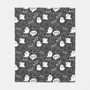 Couverture Polaire B&W Cute Doodle Halloween Motif
