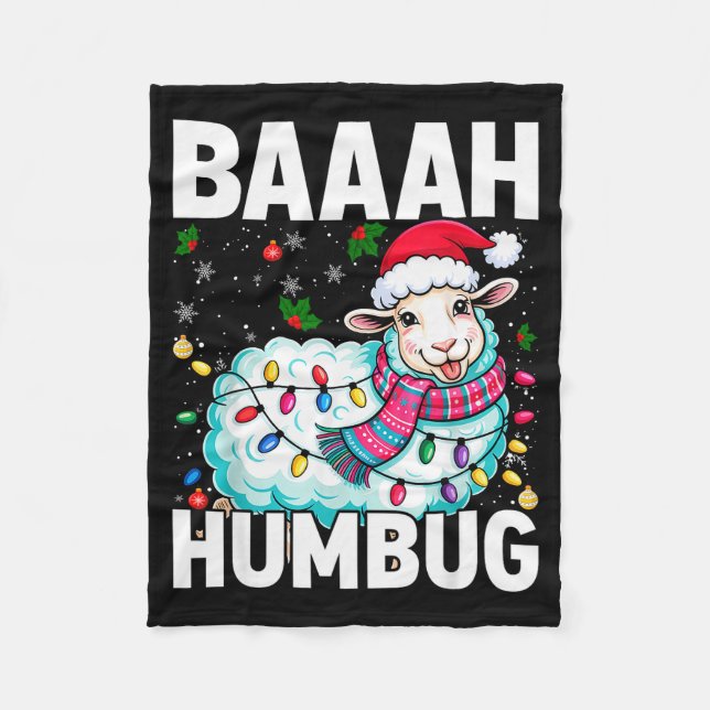 Couverture Polaire Baaah Humbug Sheep Xmas Lights Funny Anti Christma (Devant)