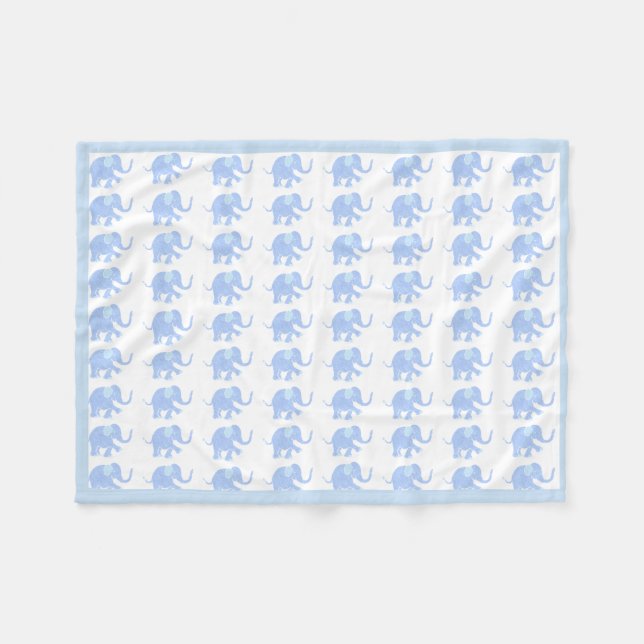 Couverture Polaire Baby Blue Cute Little Elephant Baby Motif (Devant (Horizontal))