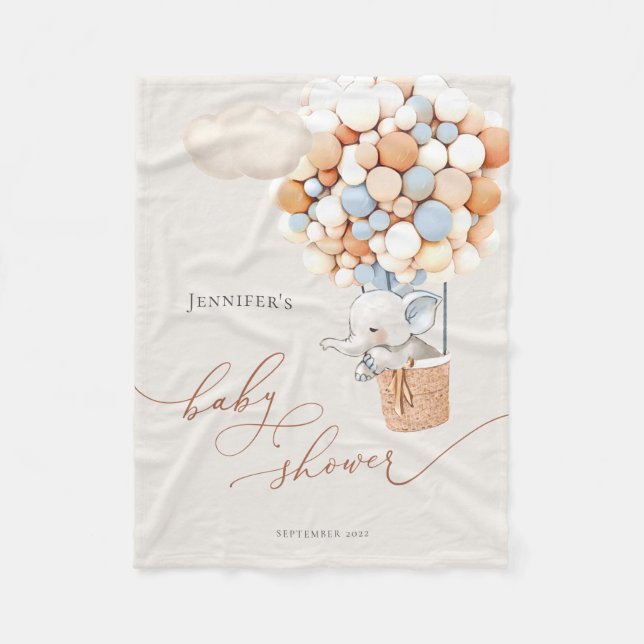 Couverture Polaire Baby shower à ballon éléphant (Devant)