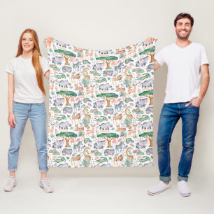 Couverture Polaire Baby shower des animaux de Safari de la Jungle tro