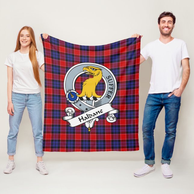 Couverture Polaire Badge De Clan Haldane Tartan Plaid (En situation)