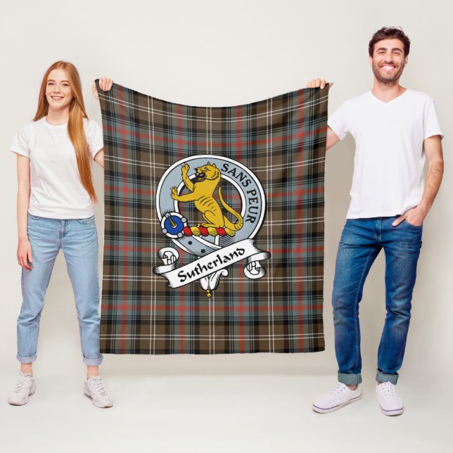 Couverture Polaire Badge de clan Patiné Sutherland Tartan Plaid (En situation)