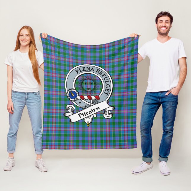 Couverture Polaire Badge de clan Pitcairn Tartan Plaid (En situation)
