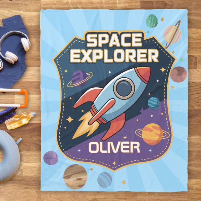 Couverture Polaire Badge d'explorateur spatial mignon (Créateur téléchargé)