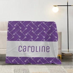 Couverture Polaire Baguettes blanches de crosse violet à motif