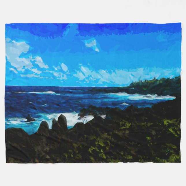 Couverture Polaire Baie sur la route vers Hana Maui Abstrait (Devant (Horizontal))