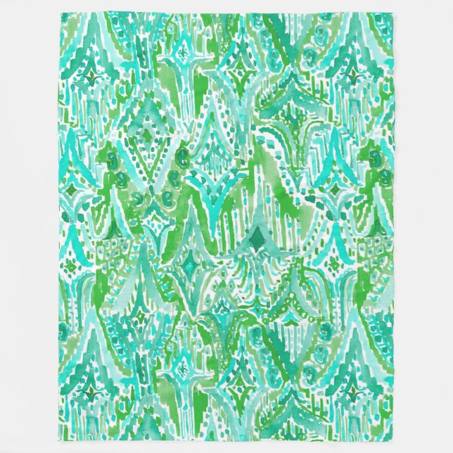 Couverture Polaire BAISSES d'aquarelle pour la plage tribale de Boho (Devant)
