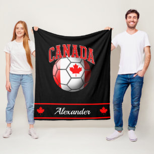 Couverture Polaire Bal de soccer du drapeau canadien du Canada  Nom