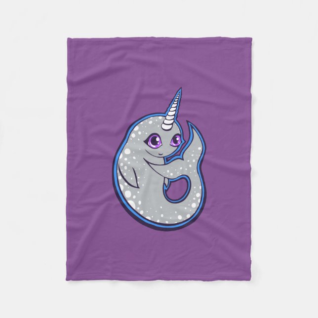 Couverture Polaire Baleine à narval gris avec des points de dessin en (Devant)