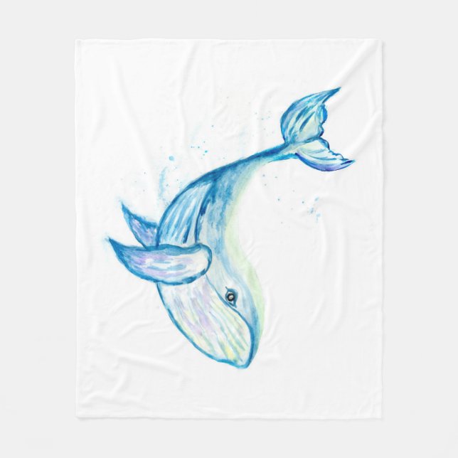 Couverture Polaire Baleine bleue dans les aquarelles (Devant)