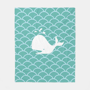 Couverture Polaire Baleine sur un océan ondoyant sarcelle