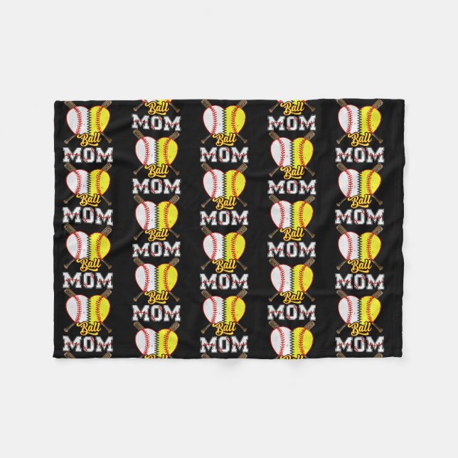 Couverture Polaire Ball Mom Softball Amateurs de baseball Drôle Mère (Devant (Horizontal))