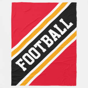 Couverture Polaire BALLE DE FOOTBALL Diagonale Noir brillant Rouge Ja