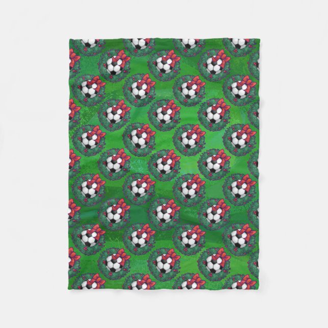 Couverture Polaire Balle de soccer couronne de Noël (Devant)