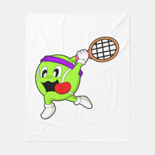Couverture Polaire Balle de tennis avec raquette de tennis