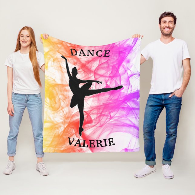 Couverture Polaire Ballerina Dance Pastel Aquarelle Fleece Blanche (En situation)