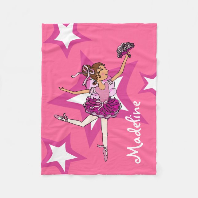 Couverture Polaire Ballerina de cheveux roses foncés nom fille laine  (Devant)