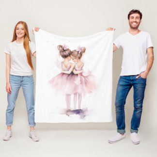 Couverture Polaire Ballerina Soeurs Accrocher Art Ballet Aquarelle
