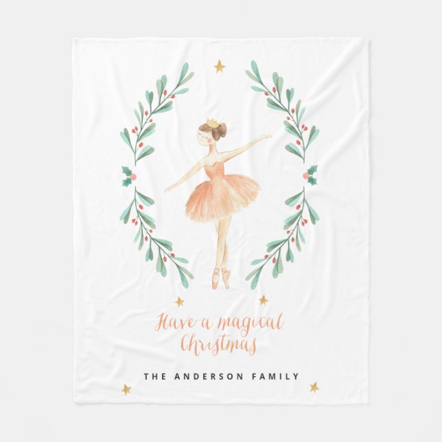 Couverture Polaire ballerine aquarelle botanique joli Noël (Devant)