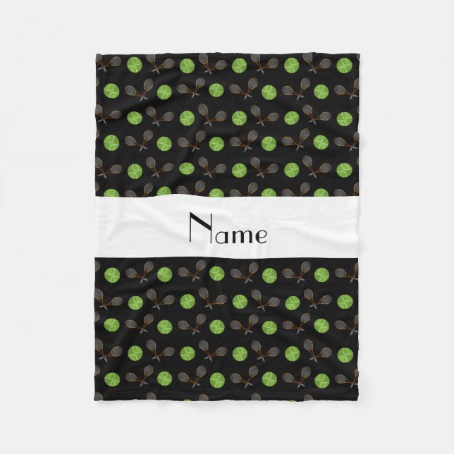 Couverture Polaire Balles de tennis noires nommées personnalisées (Devant)
