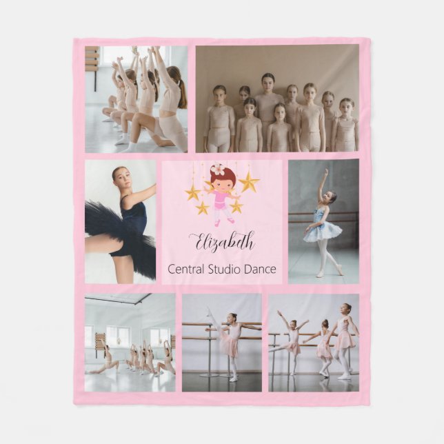 Couverture Polaire Ballet 7 Photo Collage rose (Devant)