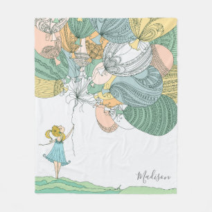 Couverture Polaire Ballons de filles Whimsical moderne mignonne Perso
