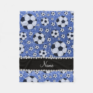 Couverture Polaire Ballons de football bleus nommés personnalisés d