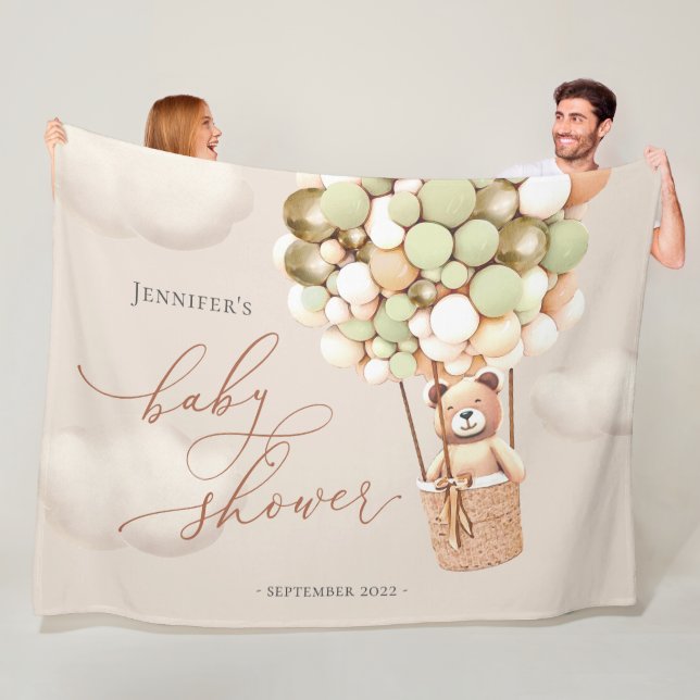 Couverture Polaire Ballons d'ours Vert Douche Or fond (En situation)