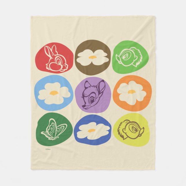 Couverture Polaire Bambi coloré, Fleur et Pouce (Devant)