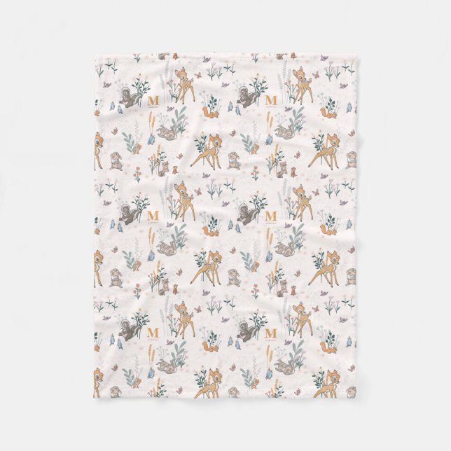 Couverture Polaire Bambi Woodland Friends Custom Initiale (Devant)